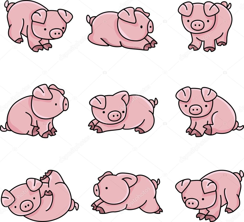 Download Baby Pigs — Stock Vector © socris79 #9012953