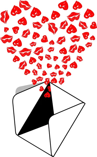 Envelope Kiss Love — Stock Vector