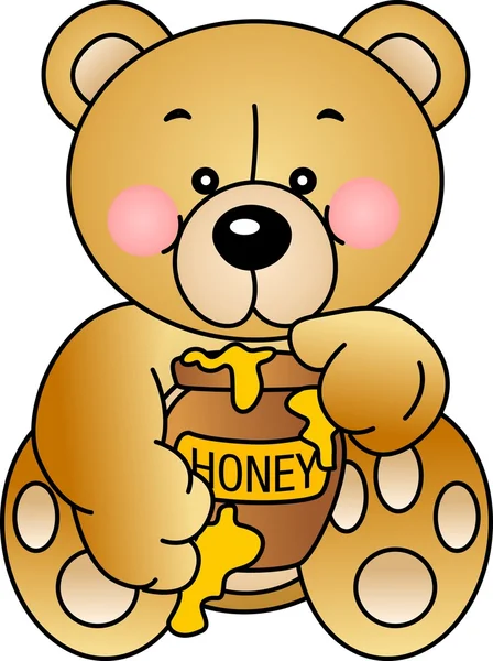 Bear eats Honey — Stock Vector