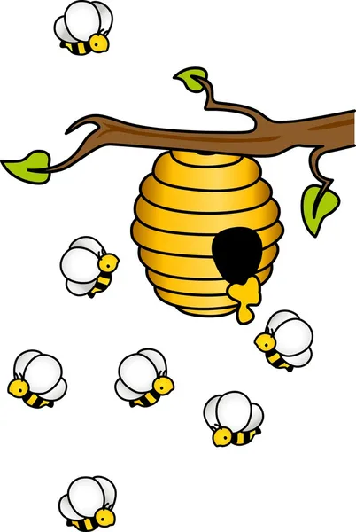 Las abejas en la colmena — Archivo Imágenes Vectoriales