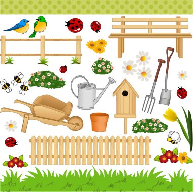 Garden digital collage clipart