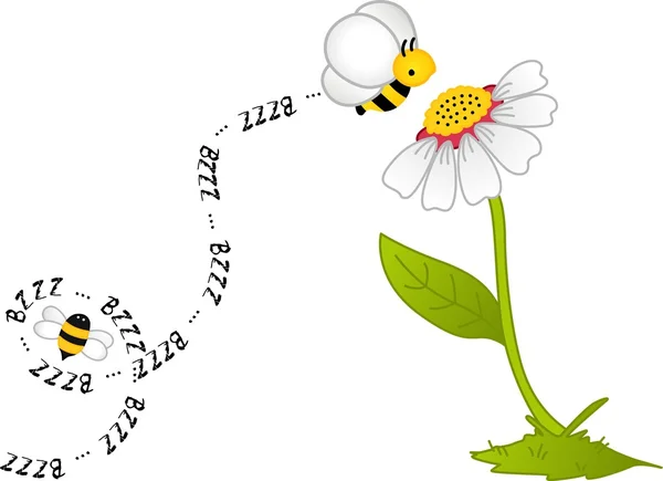 Bee bzzz blomma — 图库矢量图片