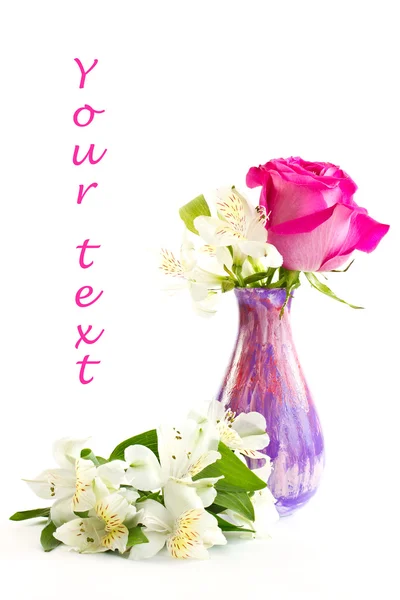 Alstroemeria und rosa Rose — Stockfoto