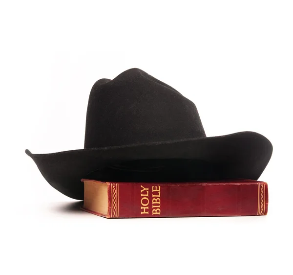 Biblia y sombrero de vaquero — Foto de Stock