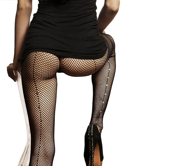 stock image Woman wearing fishnet stockings