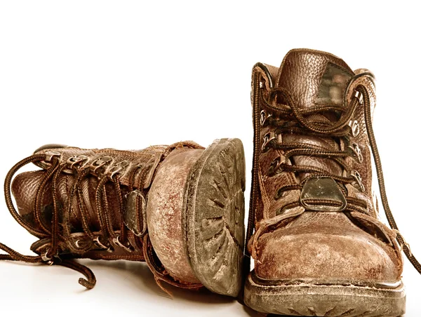 Botas de trabalho isoladas contra fundo branco — Fotografia de Stock