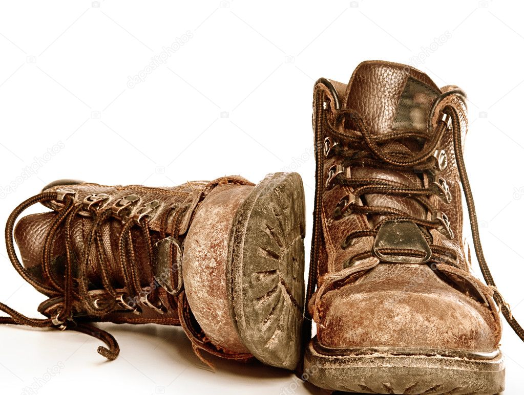 Work boots isolated against white background