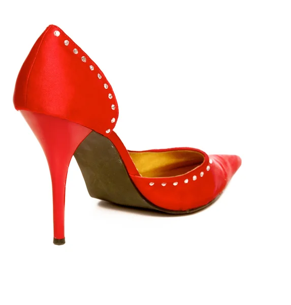 Zapato de mujer rojo aislado sobre fondo blanco — Foto de Stock