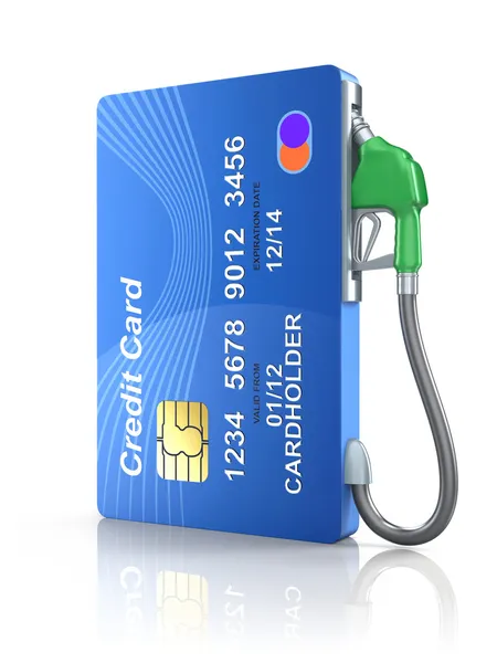 Kreditkarte mit Gasdüse — Stockfoto