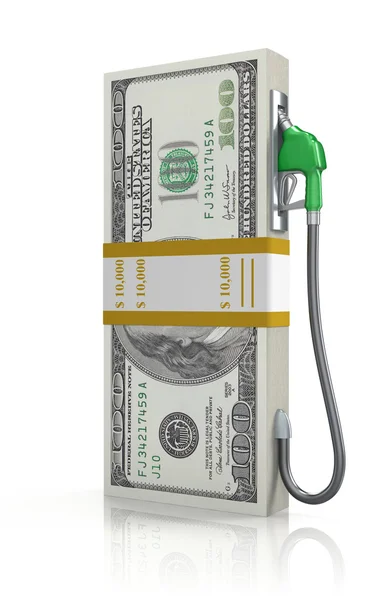 Pila di dollari con ugello a gas — Foto Stock
