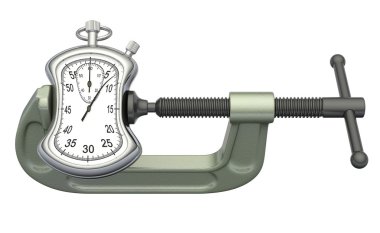 bir kıskaç içinde sıkışmış kronometre