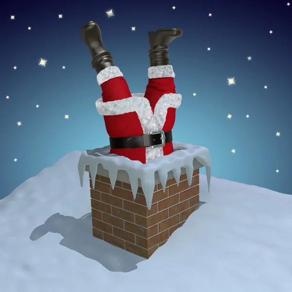 Babbo Natale bloccato nel camino — Foto Stock