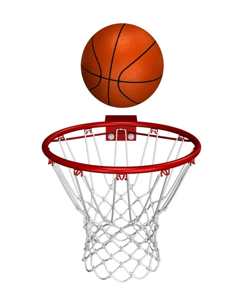 Bola de basquete sobre a cesta — Fotografia de Stock