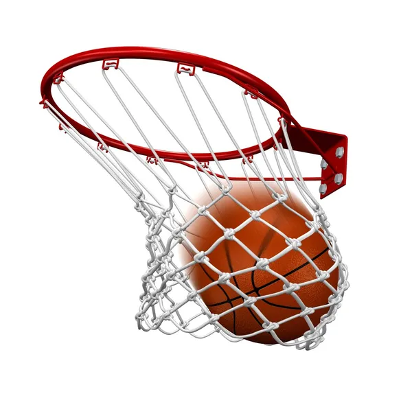 Basketbal v košíku — Stock fotografie