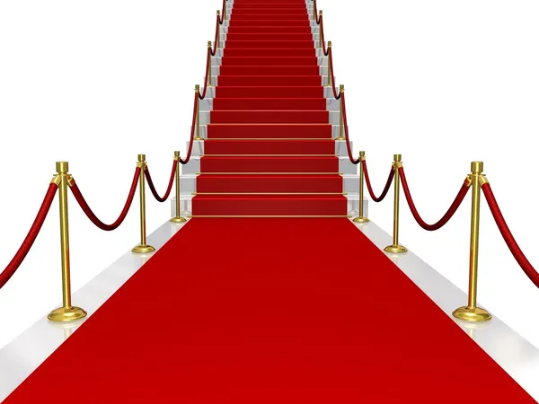 Červený koberec s schodiště — Stock fotografie