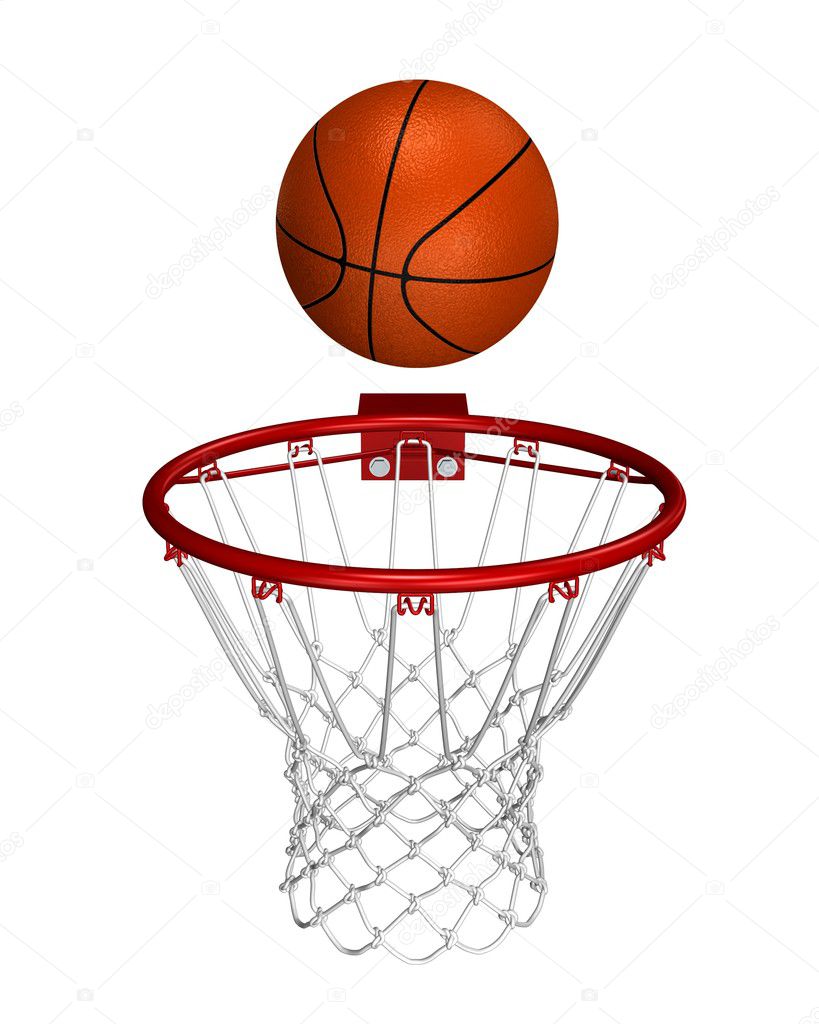 Basket ball over the basket
