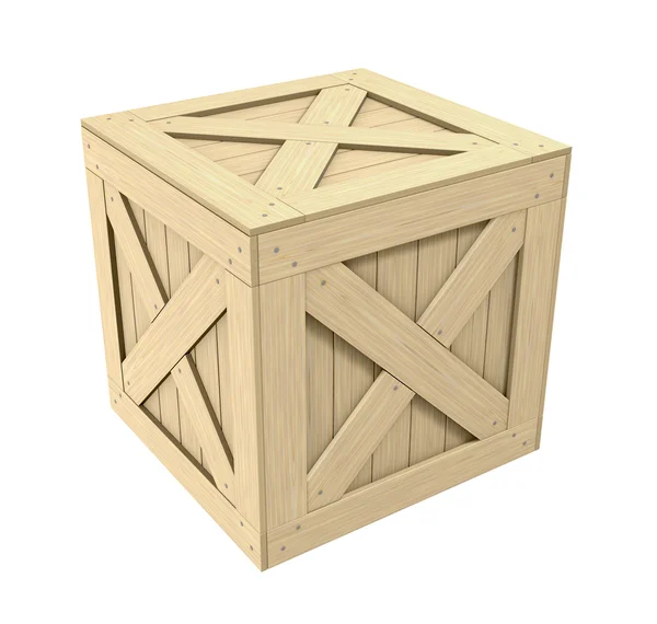 3D-houten kist — Stockfoto