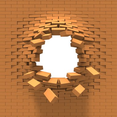 Destruction of a brick wall clipart