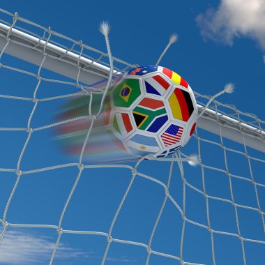 Soccer ball in the net clipart