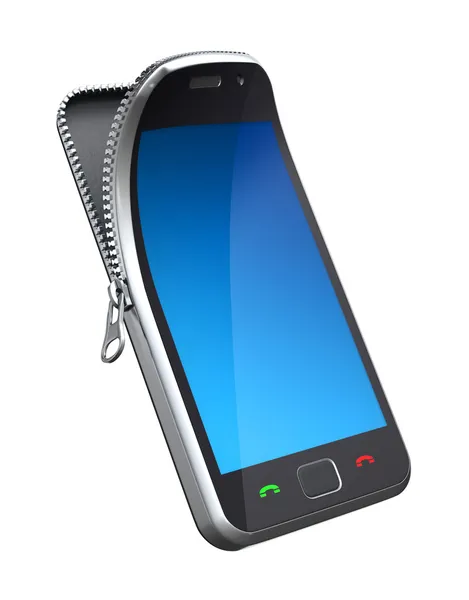 Teléfono móvil con cremallera —  Fotos de Stock