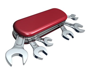 Swiss knife with spanners clipart