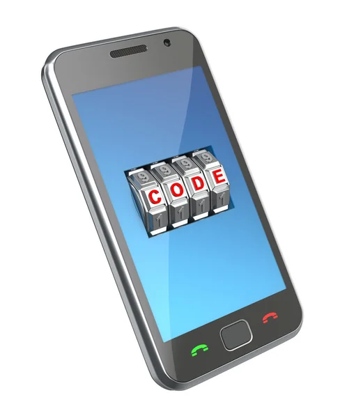 Telefon komórkowy z mechanizmem kod — Zdjęcie stockowe