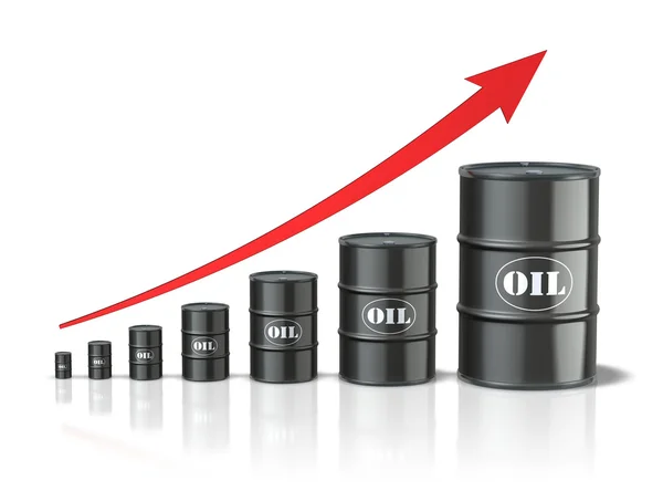 Olievaten met toenemende pijl — Stockfoto