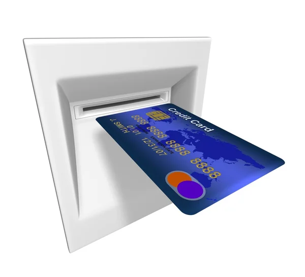 Creditcard in ATM-machine — Stockfoto