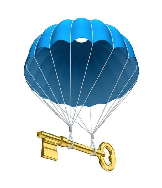 Paraquedas com a chave — Fotografia de Stock