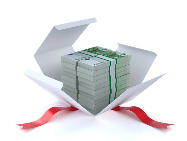Euros in the gift box — Stock Photo, Image