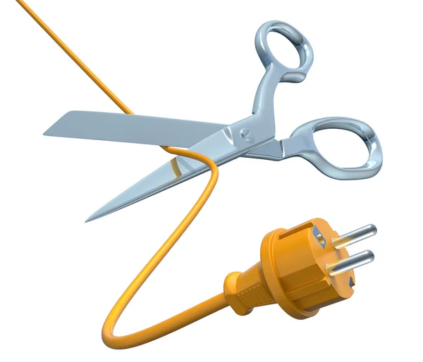 Scissors cutting the cord — Stock Photo, Image