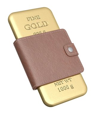 Gold bar in the wallet clipart