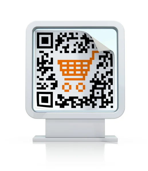 QR code with shopping cart on the billboard — Stock Photo, Image