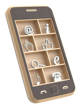 Wooden phone concept clipart