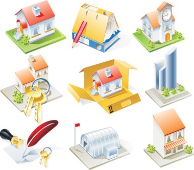 Vector real estate icon set clipart