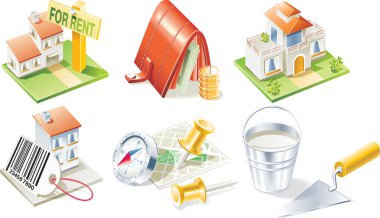 Vector real estate icon set clipart