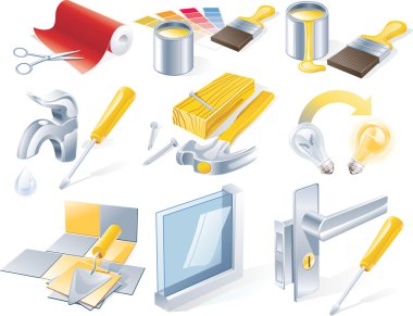 Vector home repair service icon set clipart