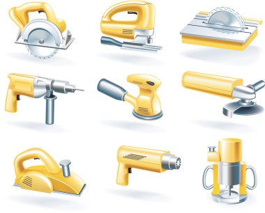Vector electric tools icon set clipart