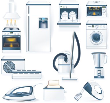 Vector detailed household appliances icons clipart