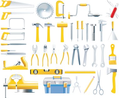 Vector woodworker tools icon set clipart