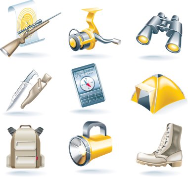 Vector hunt and fishing icon set clipart