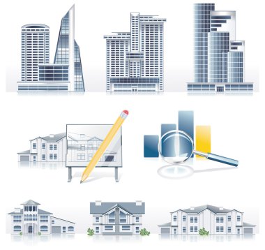 Vector detailed architecture icon set