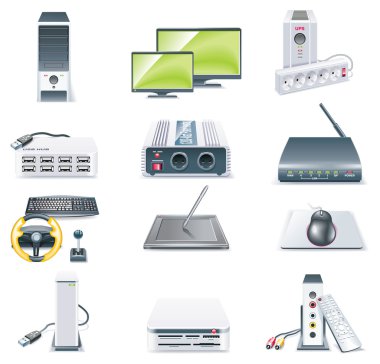 Vector detailed computer parts icon set. Part 2 clipart