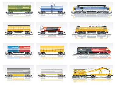 Vector railroad transportation icon set clipart