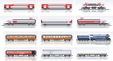 Vector railroad transportation icon set clipart