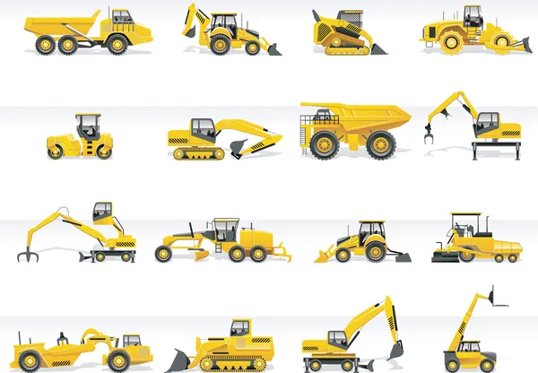 Conjunto de iconos de transporte vectorial. Tractores — Vector de stock