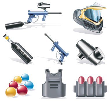 Vector paintball icon set clipart