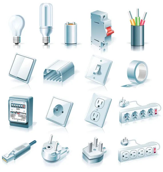 Conjunto de iconos de suministros eléctricos vectoriales — Vector de stock