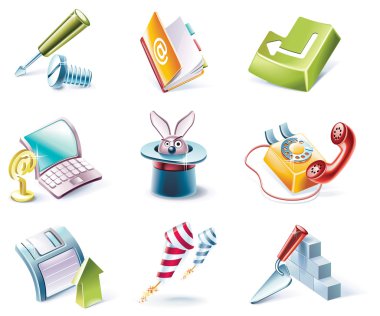 Vector cartoon style icon set. Part 4 clipart