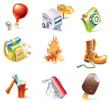 Vector cartoon style icon set. Part 14. Traveling clipart